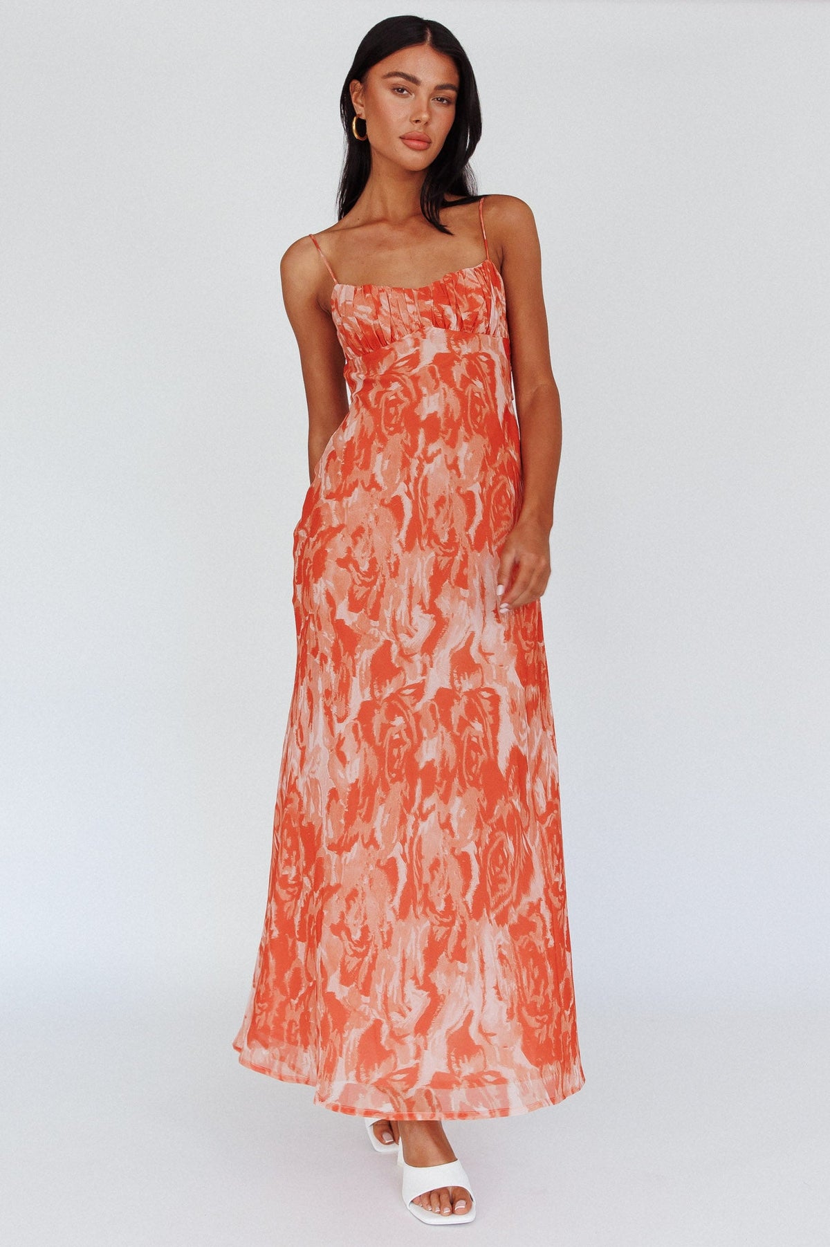 Nerida Twist Back Maxi Dress Swirl Orange