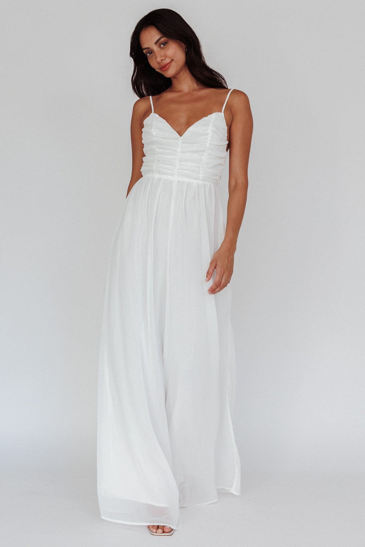 Janicca Ruched Bodice Jumpsuit Off White