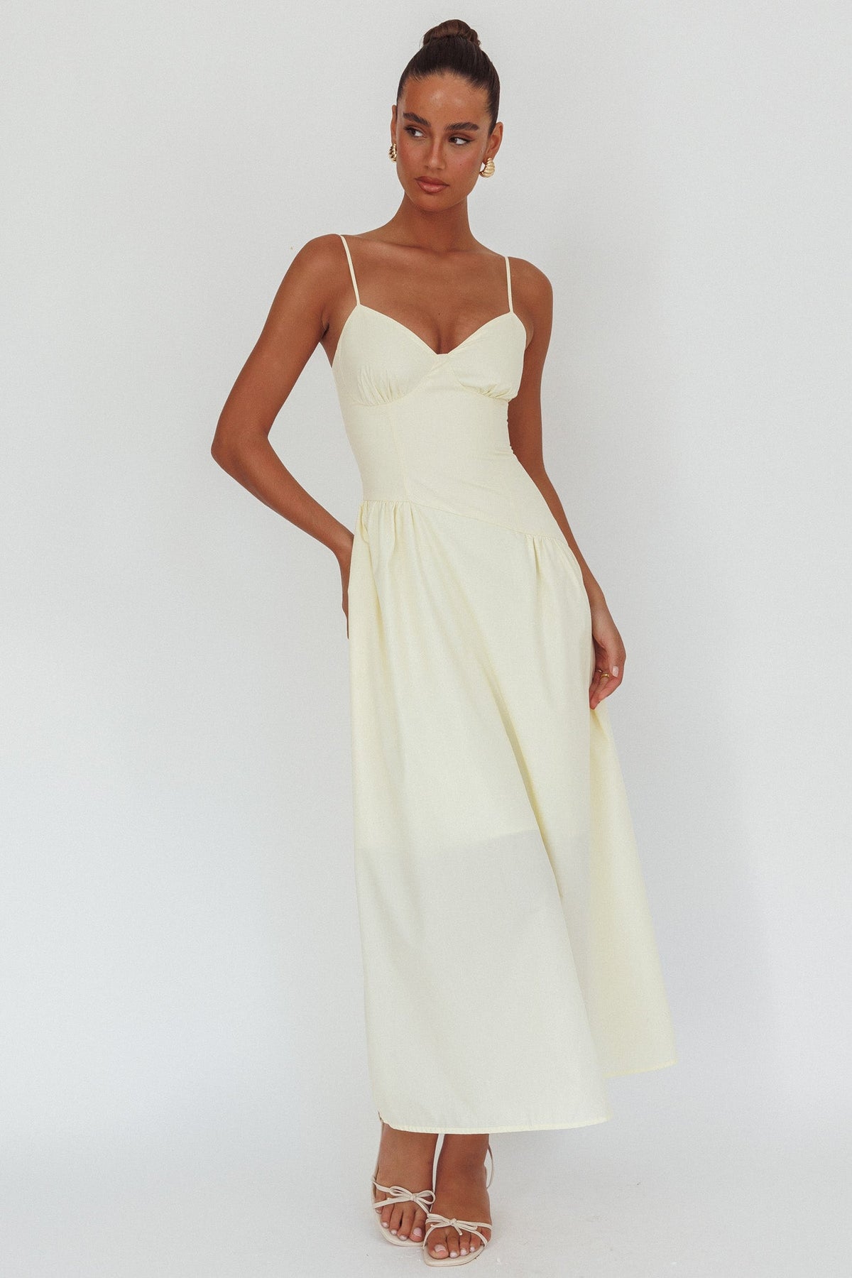Honey Baby Diagonal Waist Maxi Dress Butter