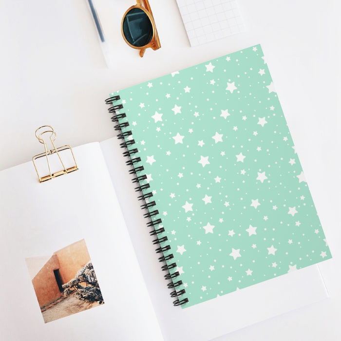 Teal Stars Spiral Lined Notebook