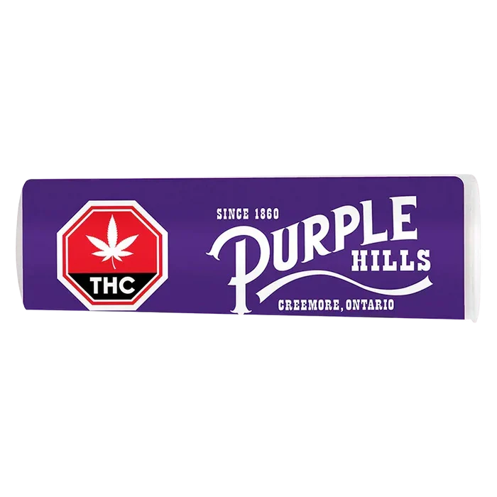 Front-facing shot of a purple box labeled Ultra Hi Infused PR 3 x 0.5 g with a red THC stop sign logo on the left.