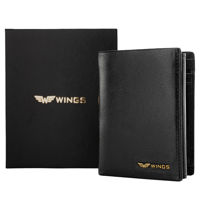 WINGS Men's Bovine Leather Wallet Black