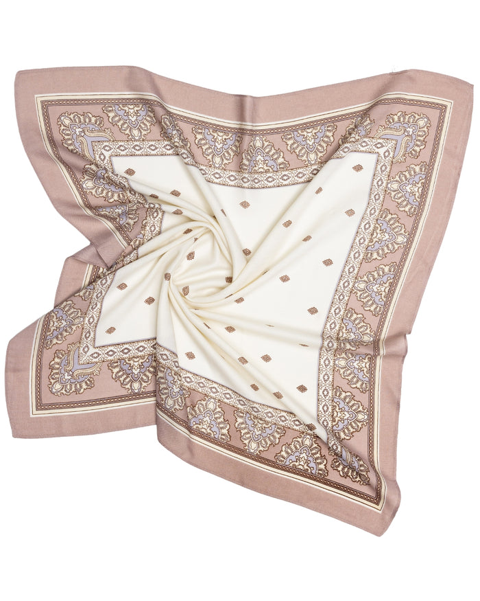WINGS women's scarf beige 90x90 cm elegant oriental pattern