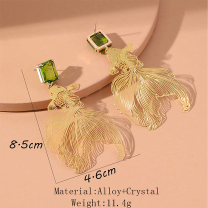 Handmade Carved Goldfish Earrings