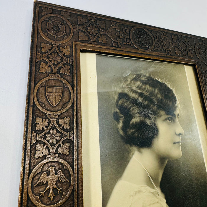 1920s Embossed Leatherette Graduation Portrait Frame 1924 Photo