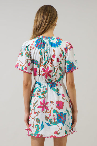 Izzie Floral Drawstring Shift Mini Dress