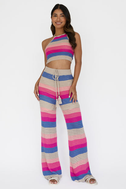 Dream Believer Crochet Pants Stripe Pink Multi