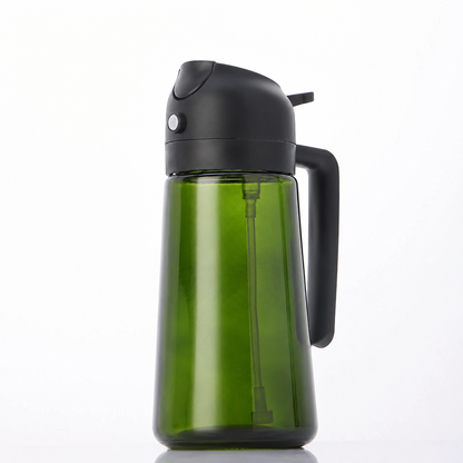 2-Pack 16oz Light-Blocking Dark Green Glass Oil Sprayer & Dispenser – 2-in-1 Refillable Food-Grade Mister with Precise Nozzle for Air Fryer, BBQ & Even Coating
