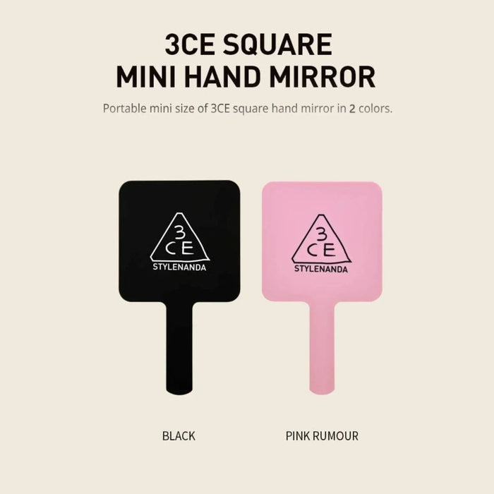 3CE Square Mini Hand Mirror Black 3CE Self-Care