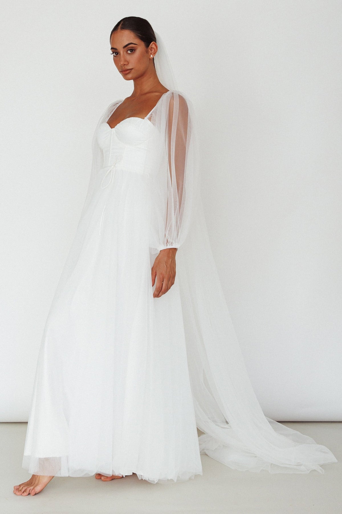 Fairytale Dream Sheer Sleeve Maxi Dress White