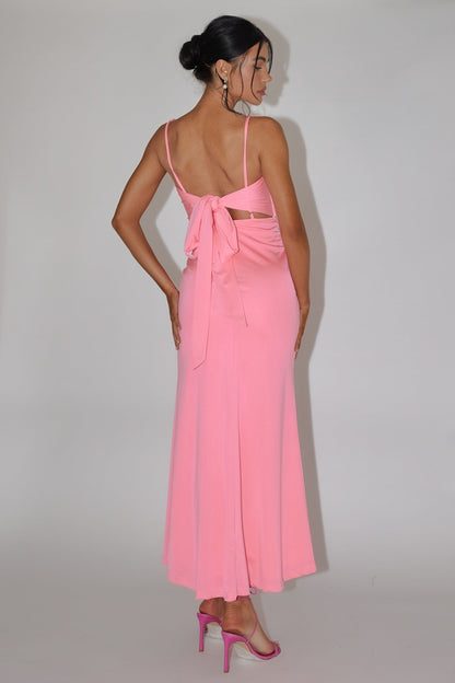 Likita Floral Applique Bodice Maxi Dress Pink