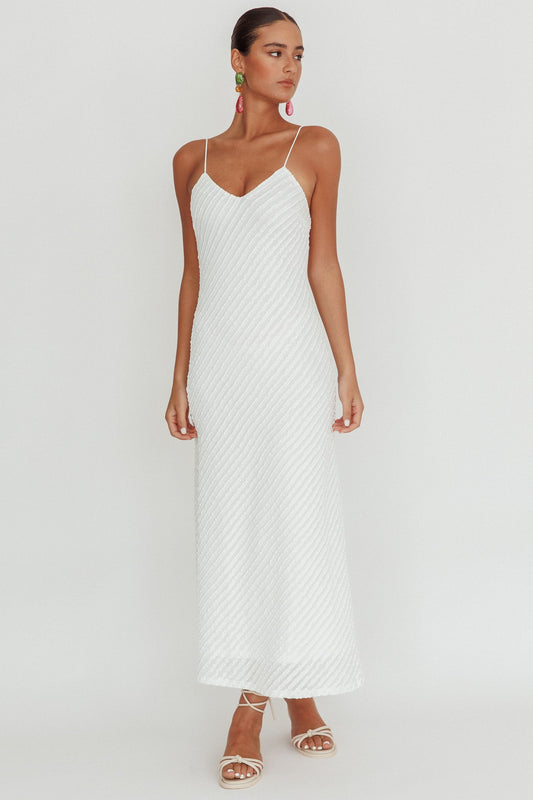 Stasi Textured Maxi Dress White