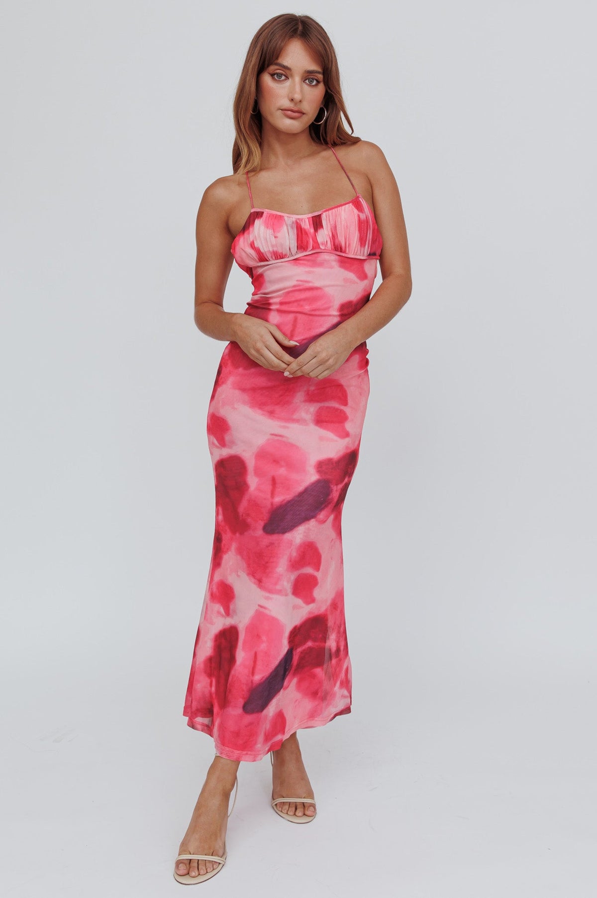 Blossom Belle Low Back Maxi Dress Print Red