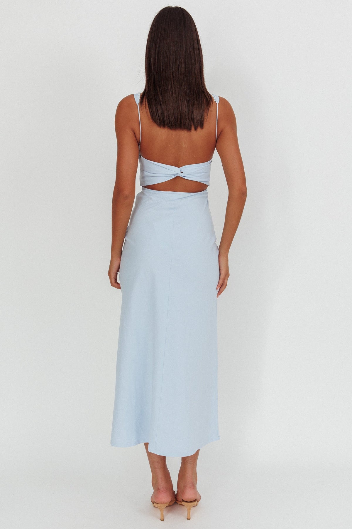 Moonlit Reverie Twist Back Maxi Dress Blue