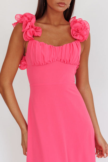 Eloquent Lace-Up Back Maxi Dress Hot Pink