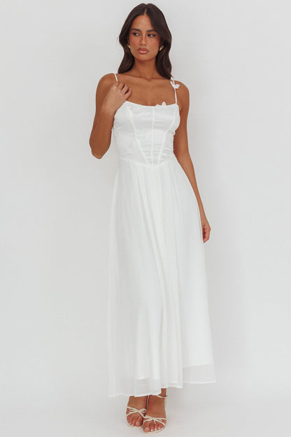 Lora Cami Strap Butterfly Dress White