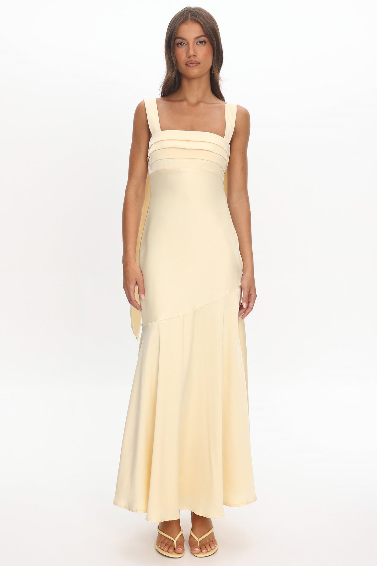 Second Glances Pleat bust Maxi Dress Butter