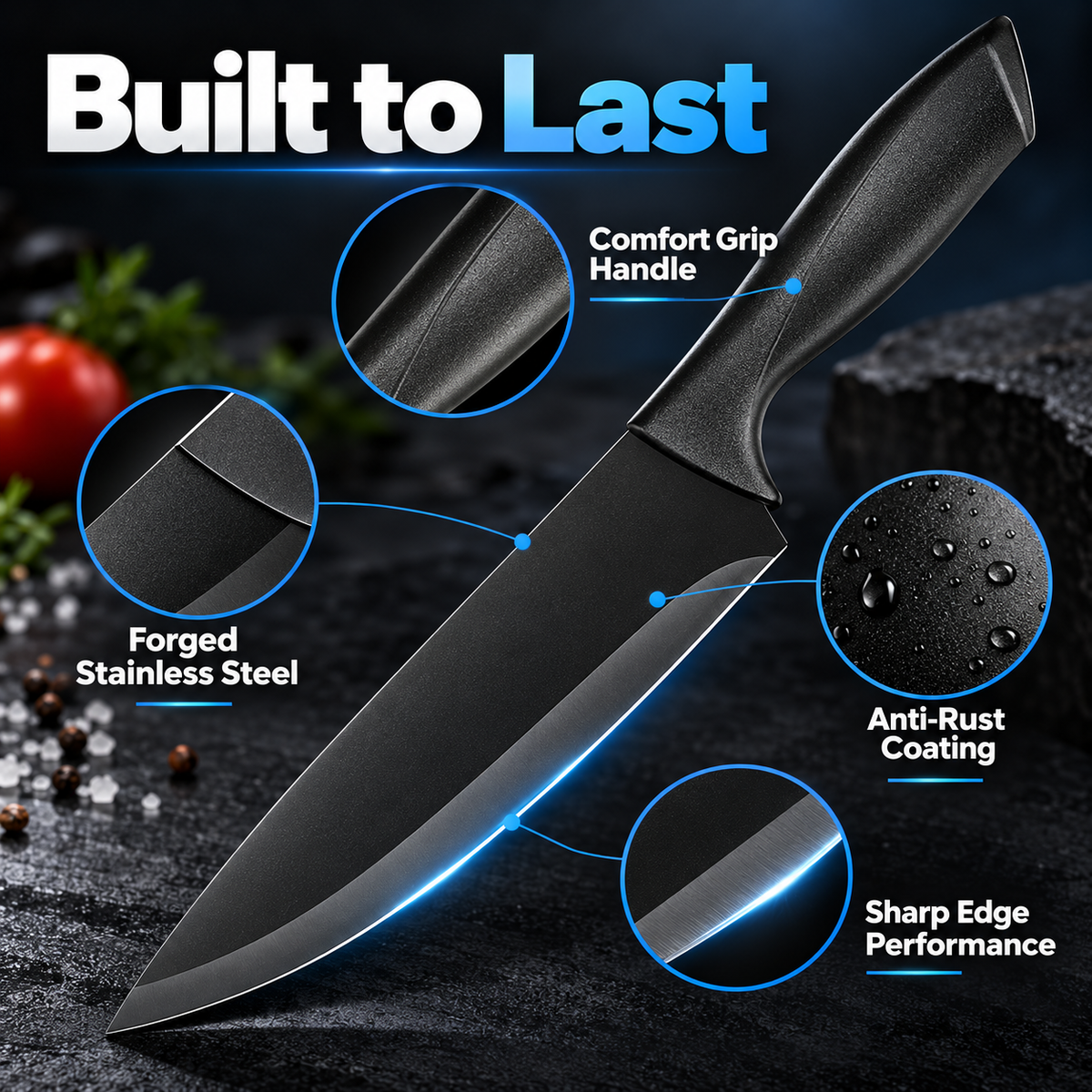 8-Piece Stainless Steel Chef’s Knife Block Set - Limited-time discount