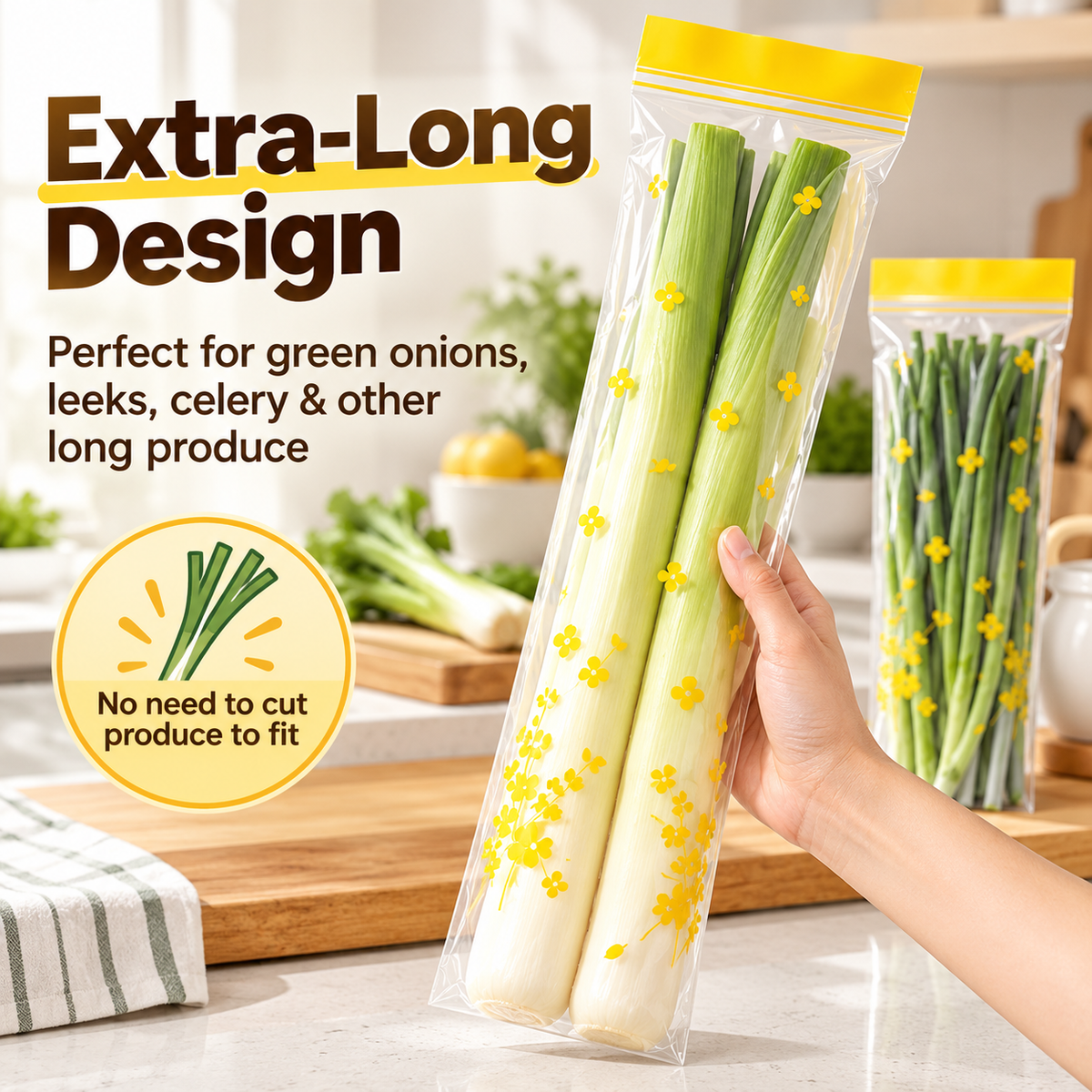 Double-Seal Reusable Food Storage Bags – Leakproof Clear Freezer Bags, 30 Pack