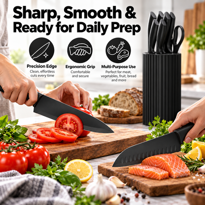8-Piece Stainless Steel Chef’s Knife Block Set - Limited-time discount
