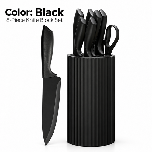 8-Piece Stainless Steel Chef’s Knife Block Set - Limited-time discount
