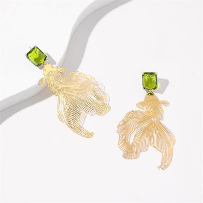 Handmade Carved Goldfish Earrings