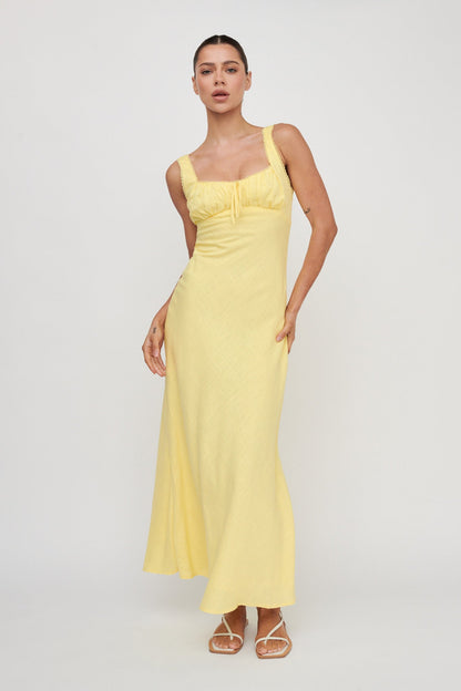 Carlee Gathered Bust Maxi Dress Yellow