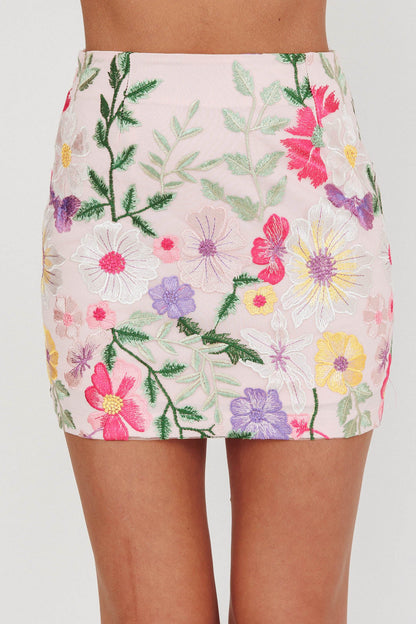 High Street Jacquard Mini Skirt Floral Multi