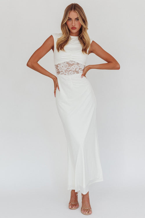 Solara Lace Waist Maxi Dress White