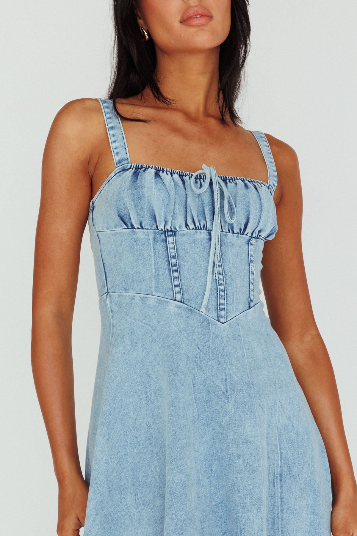 Sweet Pea Tied Bust Maxi Dress Denim Blue