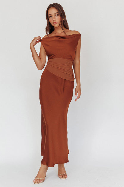 Isabella Open Cowl Back Maxi Dress Cocoa