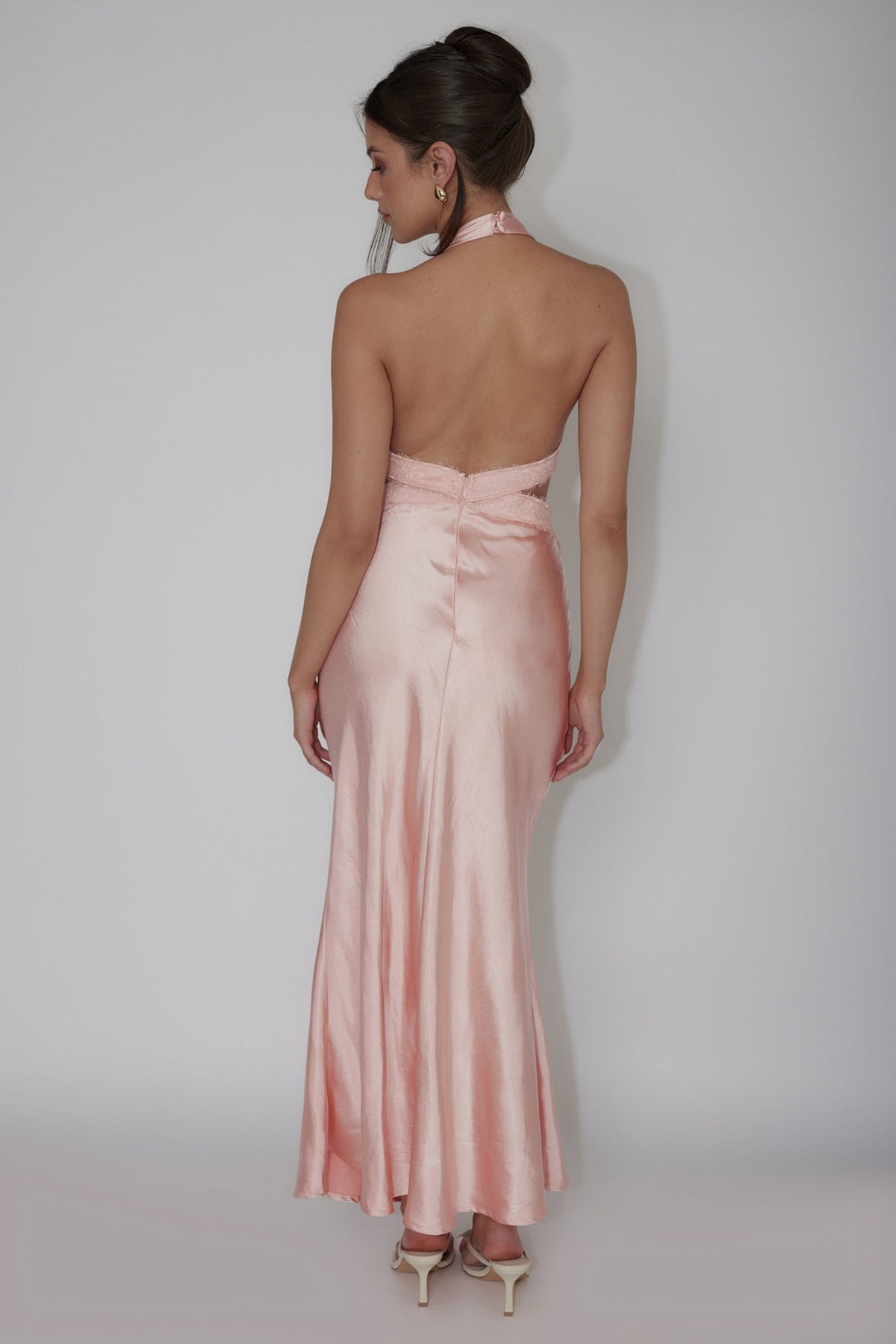 Of Your Dreams Cut-Out Halter Dress Peach