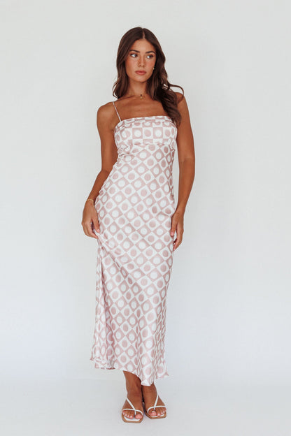 Lane Cove Cami Strap Maxi Dress Print Mocha