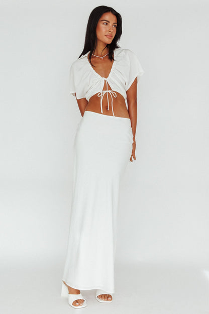 Coast To Coast Tied Crop Top White