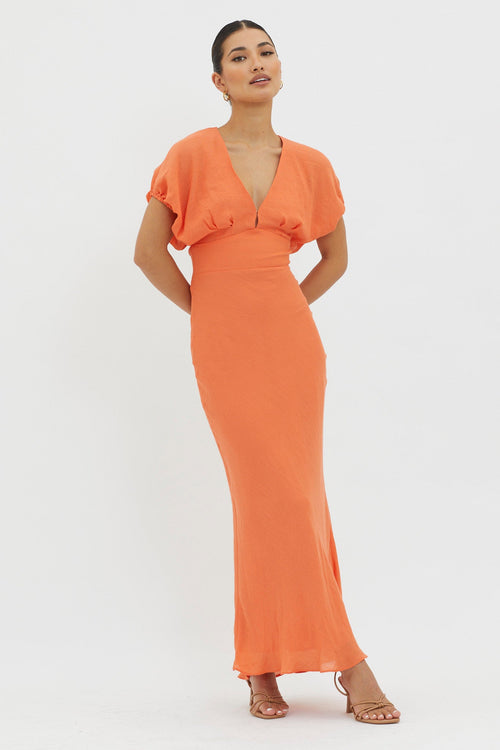 Dare To Live V-Neck Maxi Dress Orange
