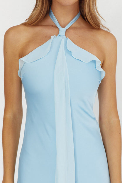 Starlet Halterneck Sash Maxi Dress Baby Blue