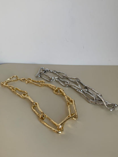 Vintage Irregular Metal Chunky Choker Necklace