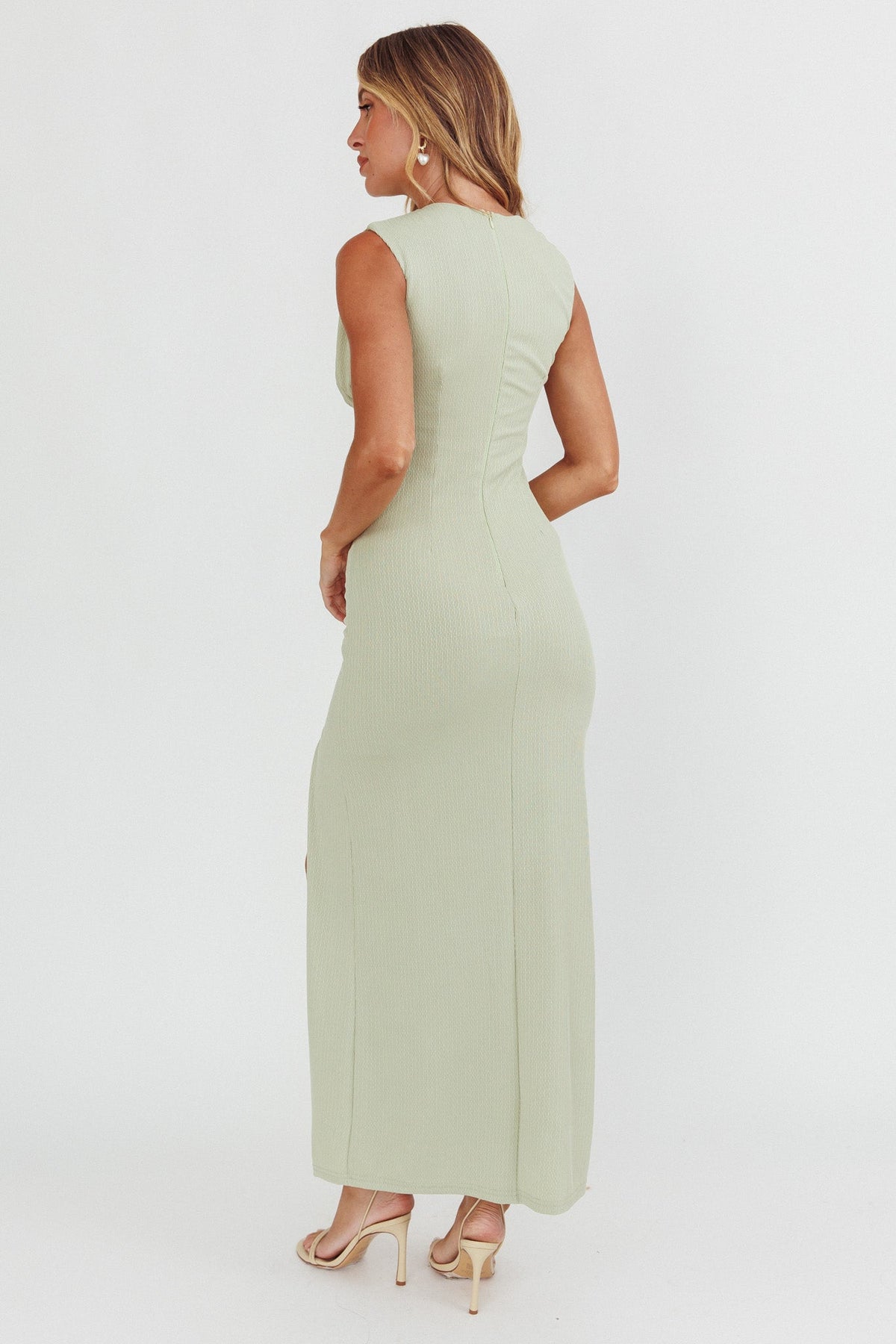 Daleela Asymmetric Neckline Maxi Dress Sage