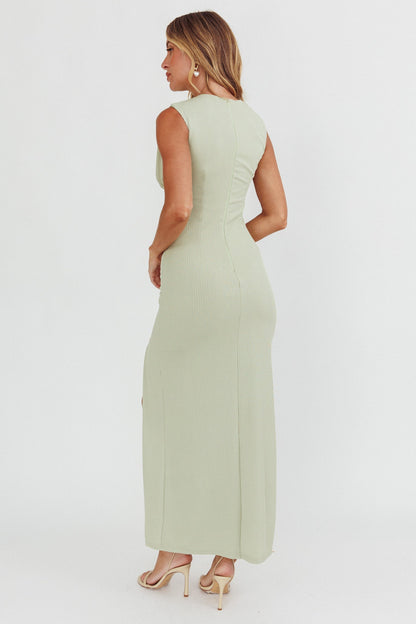 Daleela Asymmetric Neckline Maxi Dress Sage