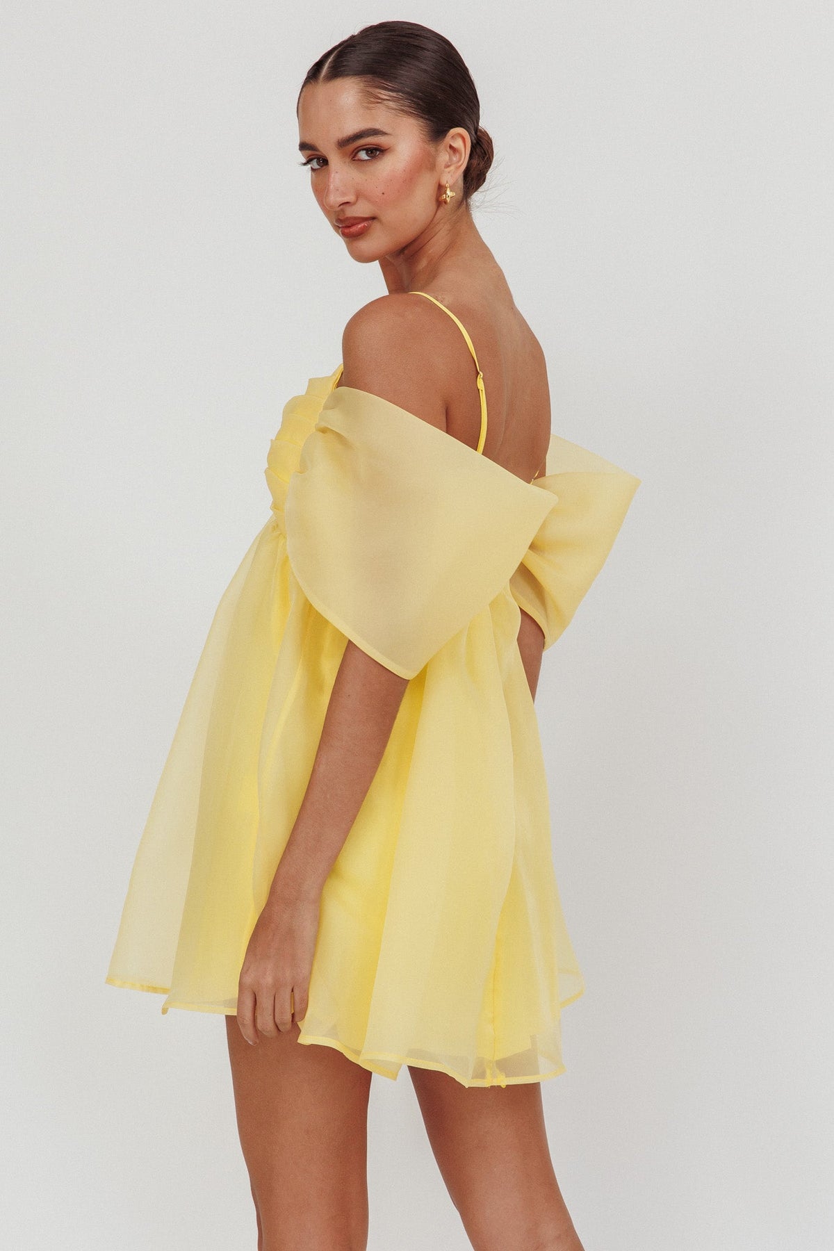 Little Liar Organza Mini Dress Yellow