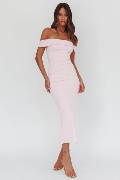 Aurora Sky Off-Shoulder Tie Maxi Dress Pink