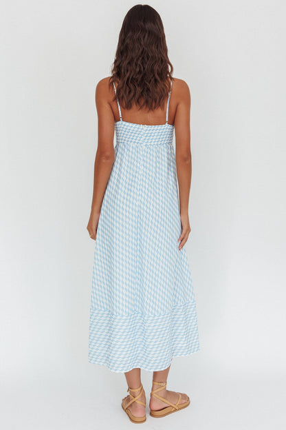 Shirley Square Neckline Maxi Dress Print Light Blue