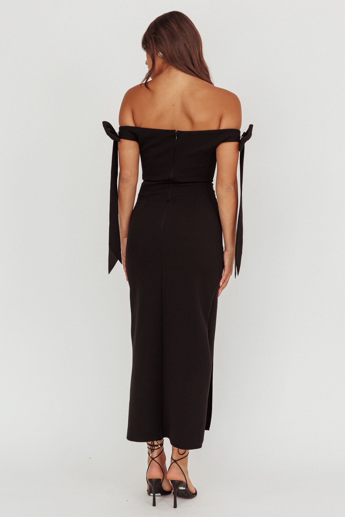 Have Faith Off-Shoulder Bow Sleeve Maxi Dress Black