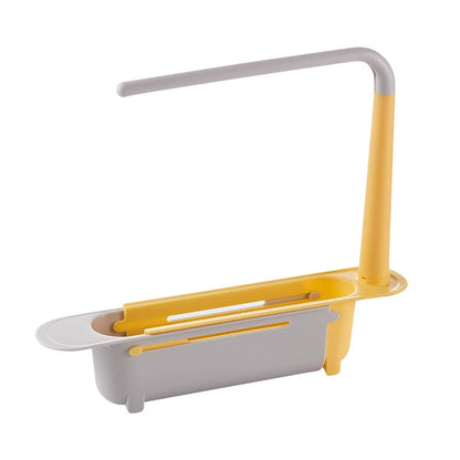 Telescopic Sink Organizer Rack with Towel Bar – Adjustable Over-Sink Caddy for Sponges & Cleaning Supplies