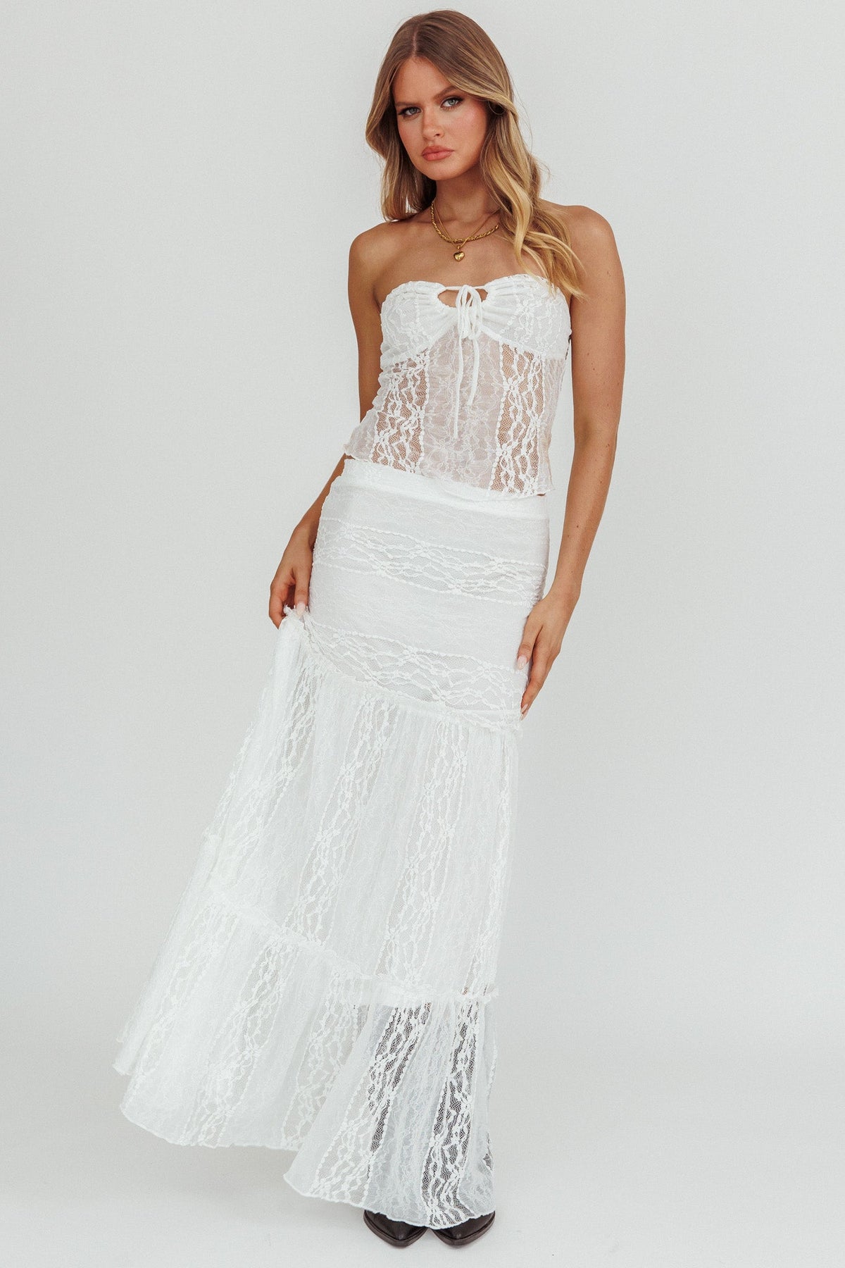 Laganas Maxi Lace Skirt White