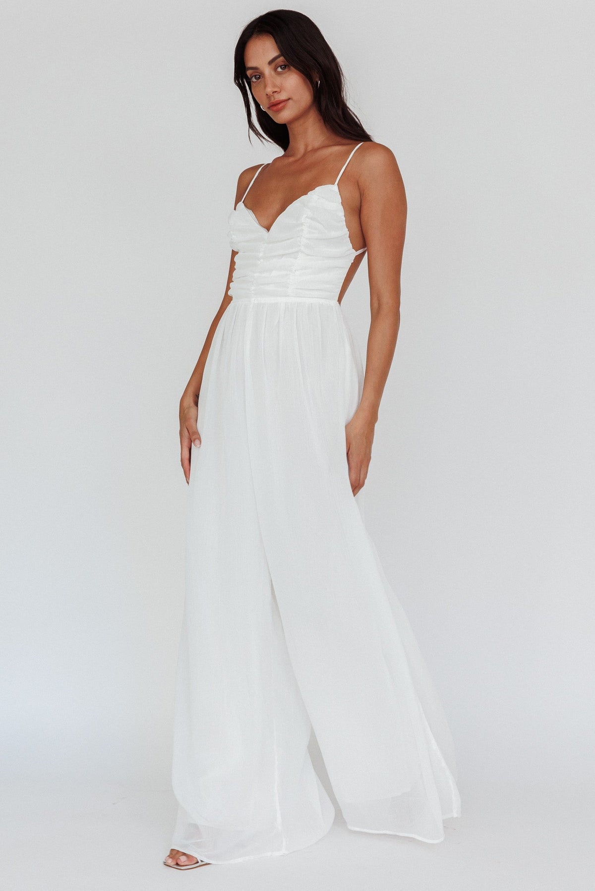 Janicca Ruched Bodice Jumpsuit Off White