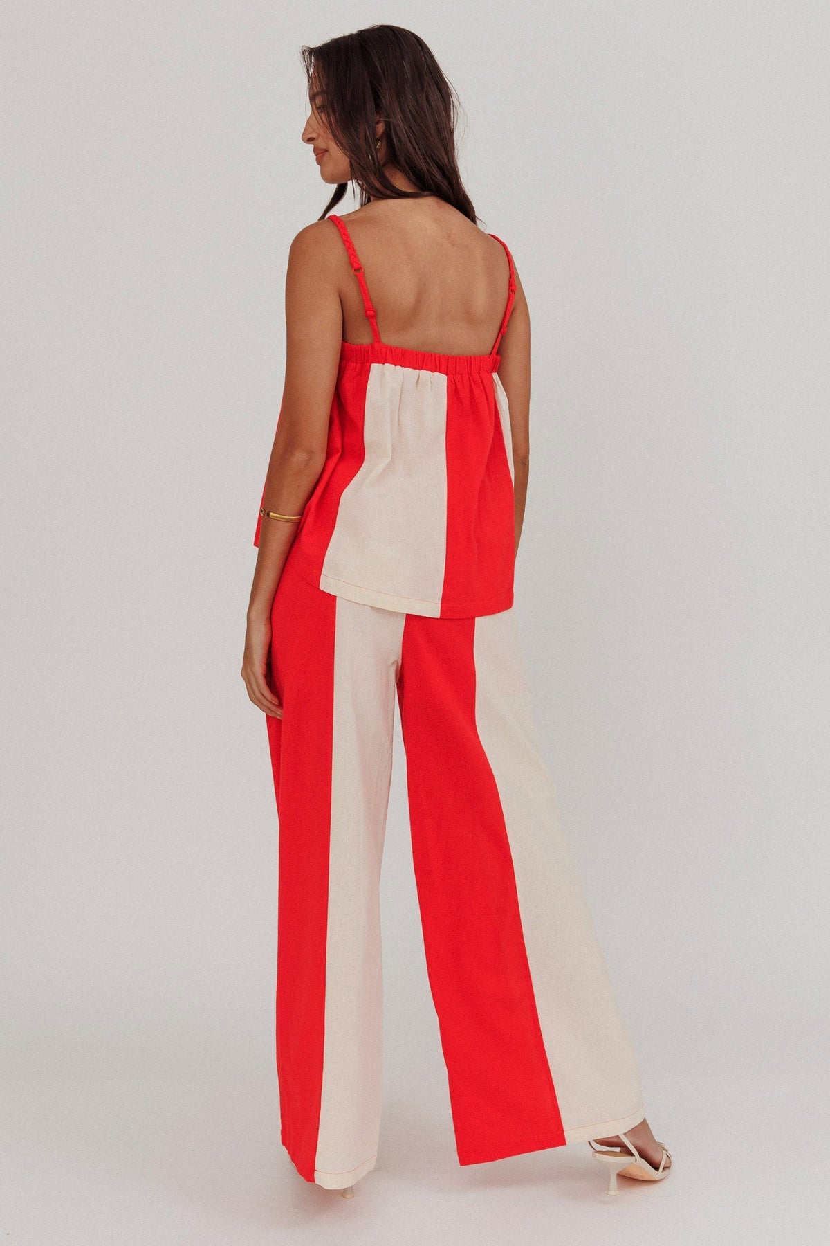 Dream Girl Contrast Wide Leg Pant Tomato Red