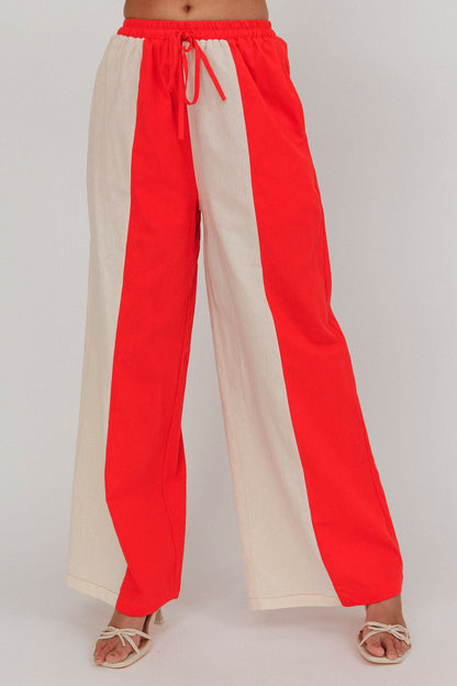 Dream Girl Contrast Wide Leg Pant Tomato Red