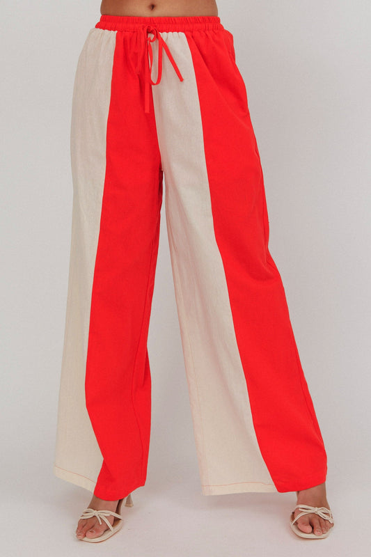 Dream Girl Contrast Wide Leg Pant Tomato Red