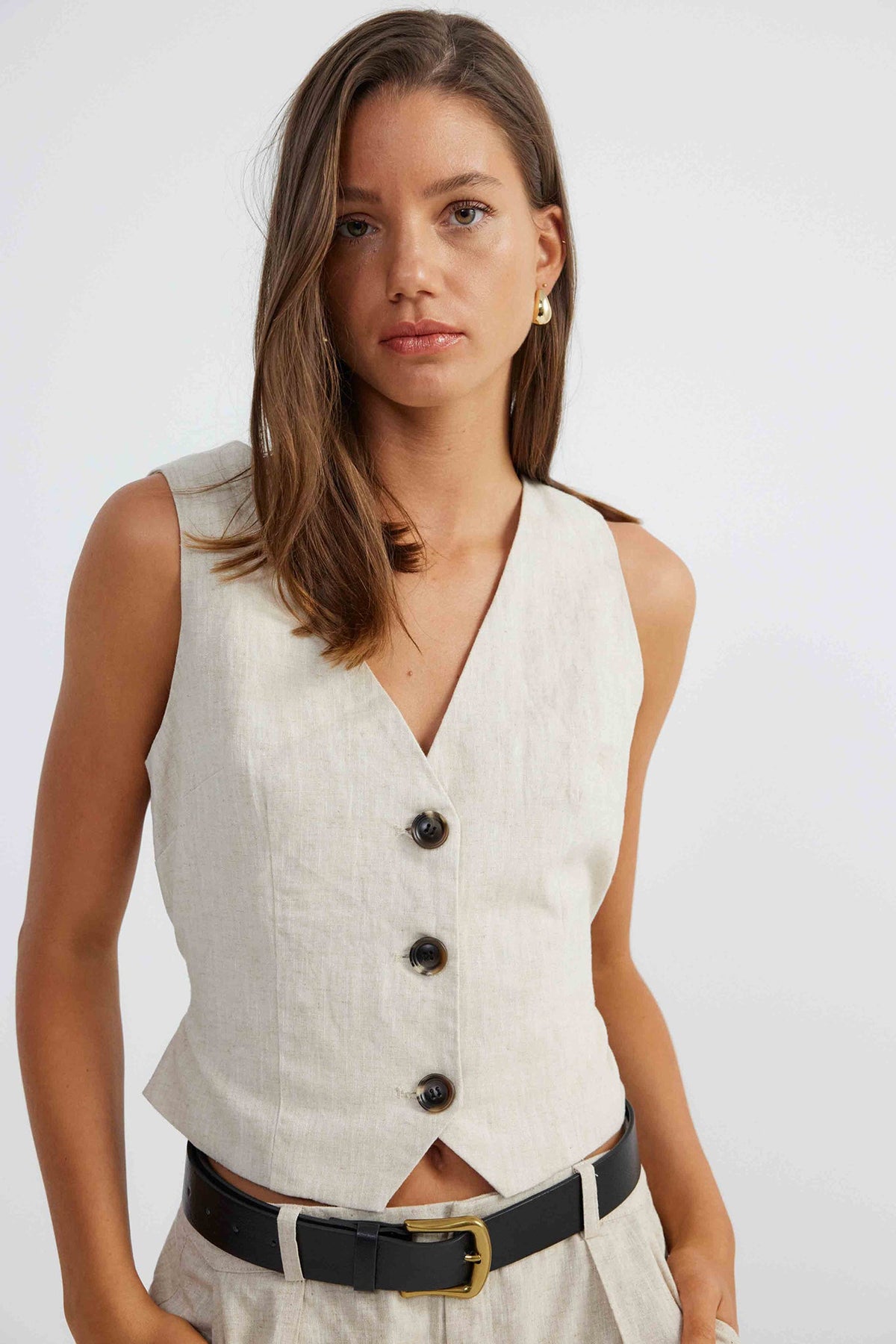 SNDYS Allegra Linen Vest Natural